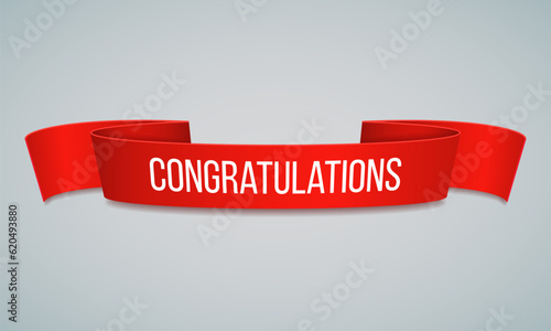 Red ribbon. Banner for your design. Vector illustration.