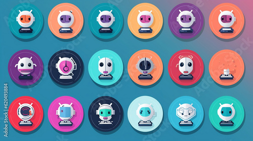 Robot icons and logo, Generative Ai