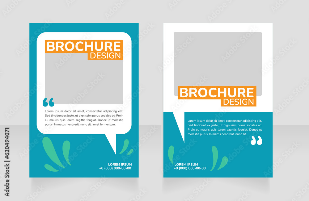 Nature protection blank brochure design. Template set with copy space for text. Premade corporate reports collection. Editable 2 paper pages. Nunito ExtraBold, SemiBold, Regular fonts used