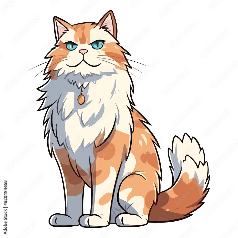 Fototapeta premium Pawsome Portrait: Captivating 2D Artwork of a Cute Maine Coon