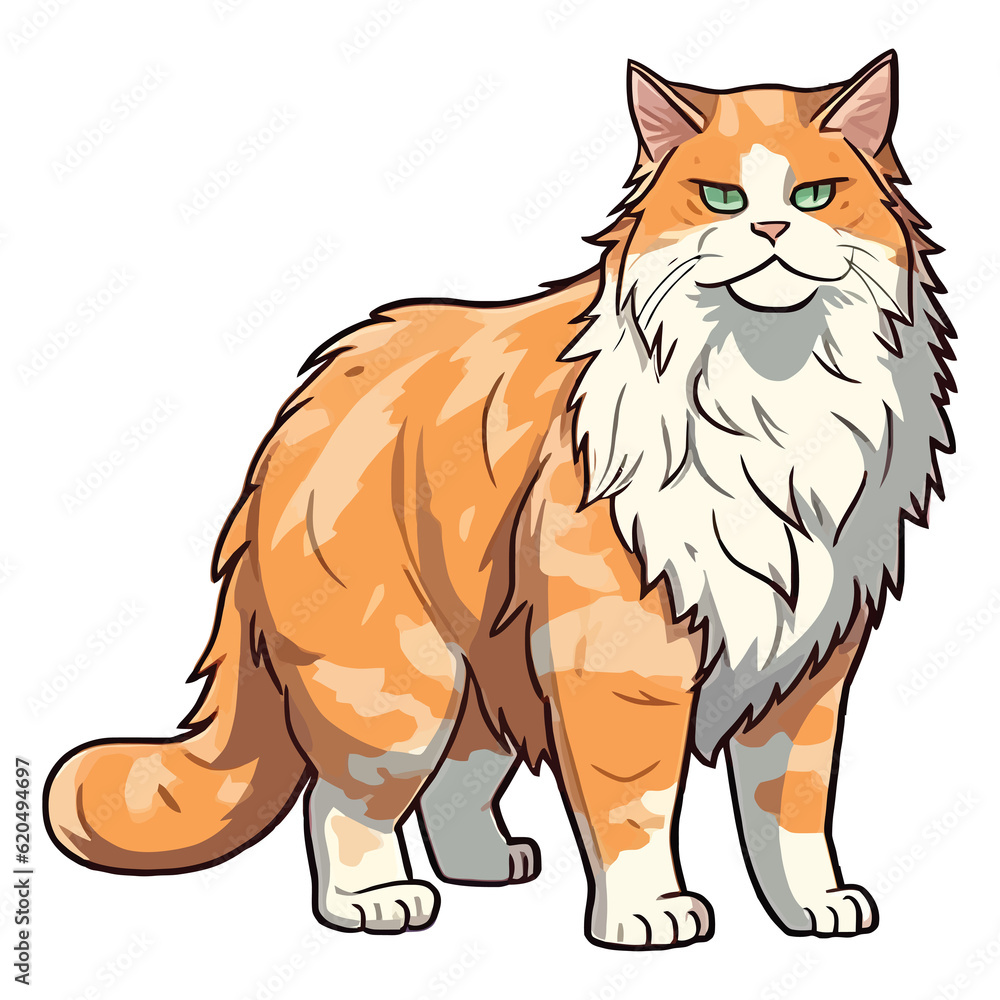Obraz premium Pawsome Portrait: Captivating 2D Artwork of a Cute Maine Coon