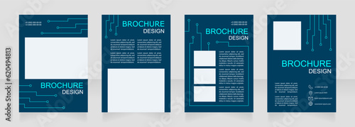 Eco friendly digital network building blank brochure design. Template set with copy space for text. Premade corporate reports collection. Editable 4 paper pages. Arial, Myriad Pro fonts used