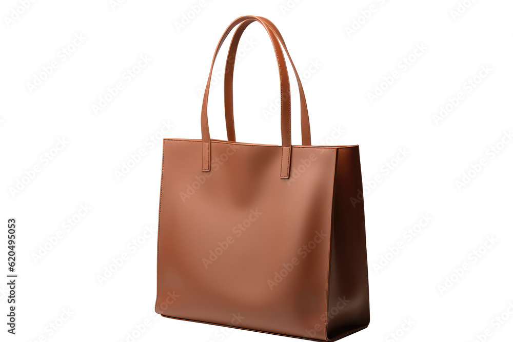 Brown Tote Bag On Isolated Transparent Background, Png. Generative AI Brown Tote Bag On Isolated Transparent Background, Png. Generative AI
