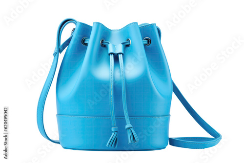 Blue Bucket Bag On Isolated Transparent Background, Png. Generative AI photo