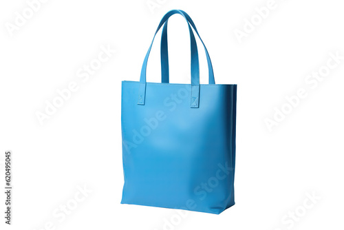 Blue Tote Bag On Isolated Transparent Background, Png. Generative AI