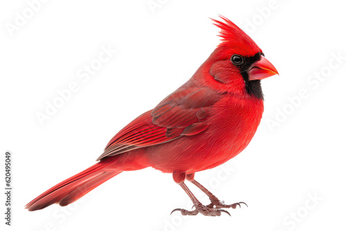 Red Cardinal Bird On Isolated Transparent Background, Png. Generative AI