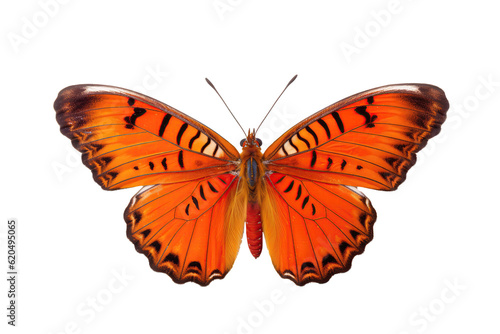 Orange Butterfly On Isolated Transparent Background, Png. Generative AI