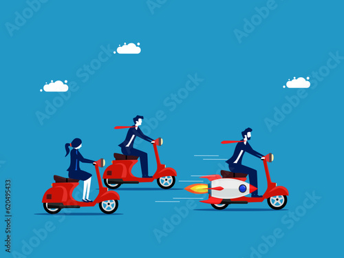 superior to business competitors. Businessmen riding motorcycles racing. vector