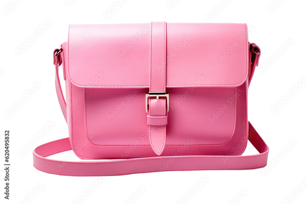 Pink Messenger Bag On Isolated Transparent Background, Png. Generative
