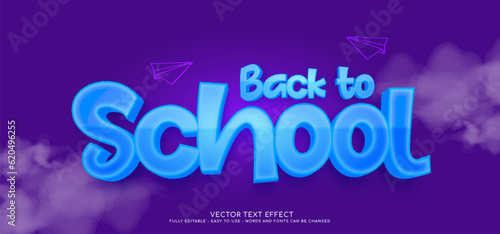 3d text Back to school vector background with editable style effect