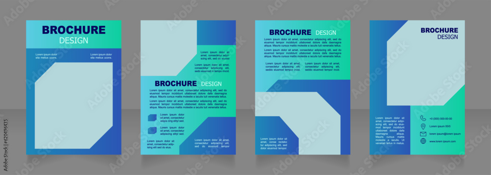 Digitalization process of education and learning blank brochure design. Template set with copy space for text. Premade corporate reports collection. Editable 4 paper pages. Arial font used