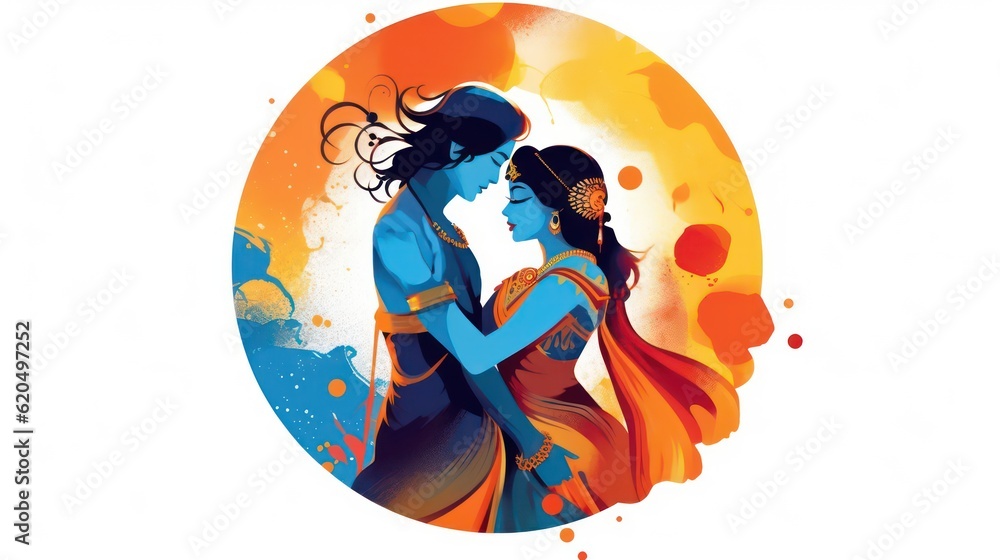 Radha Krishna vector art Stock Illustration Adobe Stock