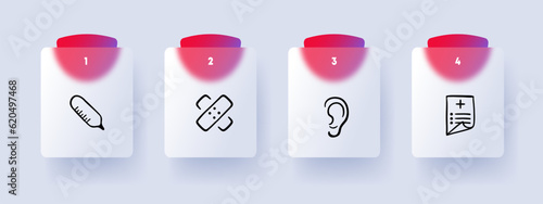 Medical examination line icon. Doctor, plaster, ear, hospital, disease. Pastel color background. Vector line icon for business