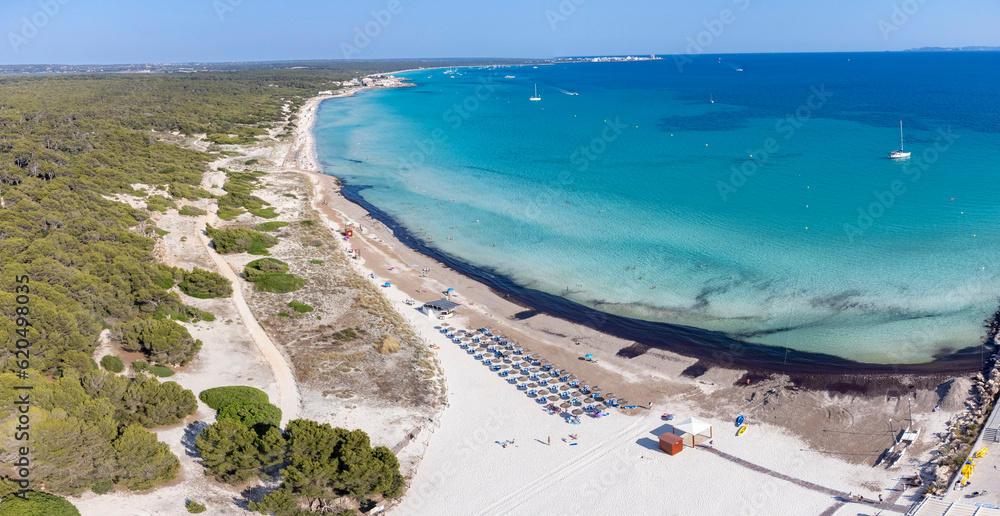 Sa Rapita beach aerial view, Campos, Majorca, Balearic Islands, Spain