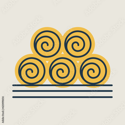 Round hay bales vector isolated icon