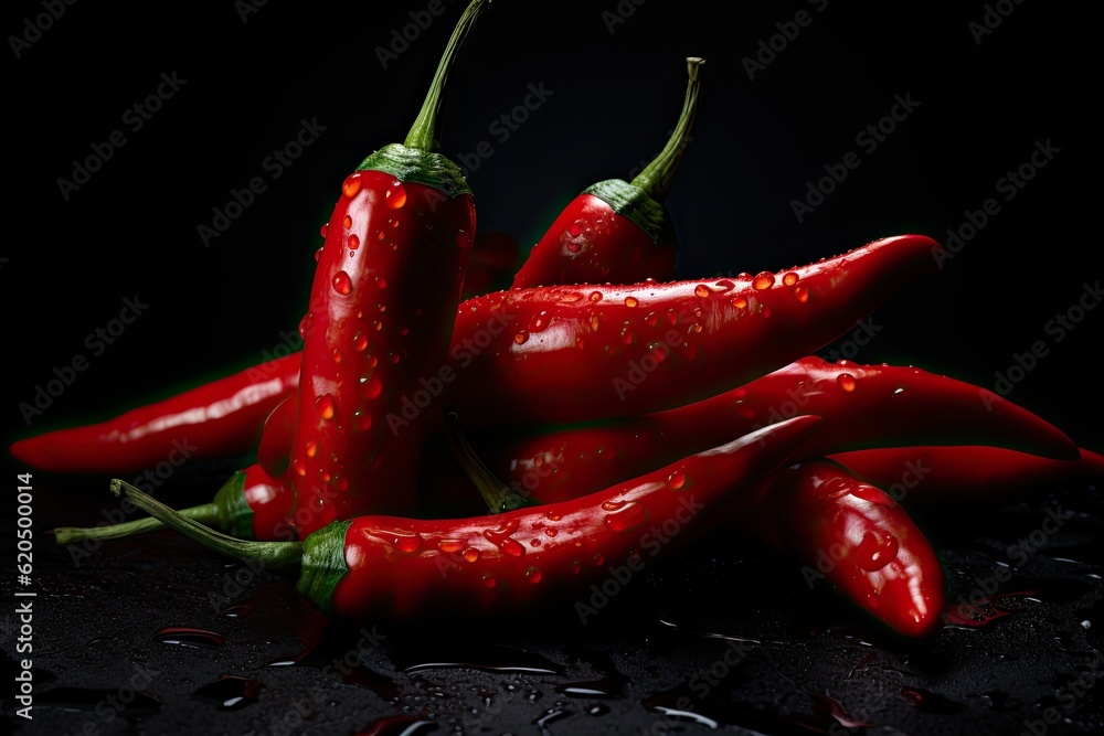 Red hot chili peppers isolated on black background Red hot chili peppers isolated on black background