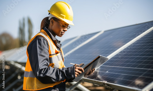 solar technician skilled worker in renewable energy solar farm jobs - ai generative