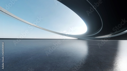 Fotografia 3d render of abstract futuristic architecture with empty concrete floor
