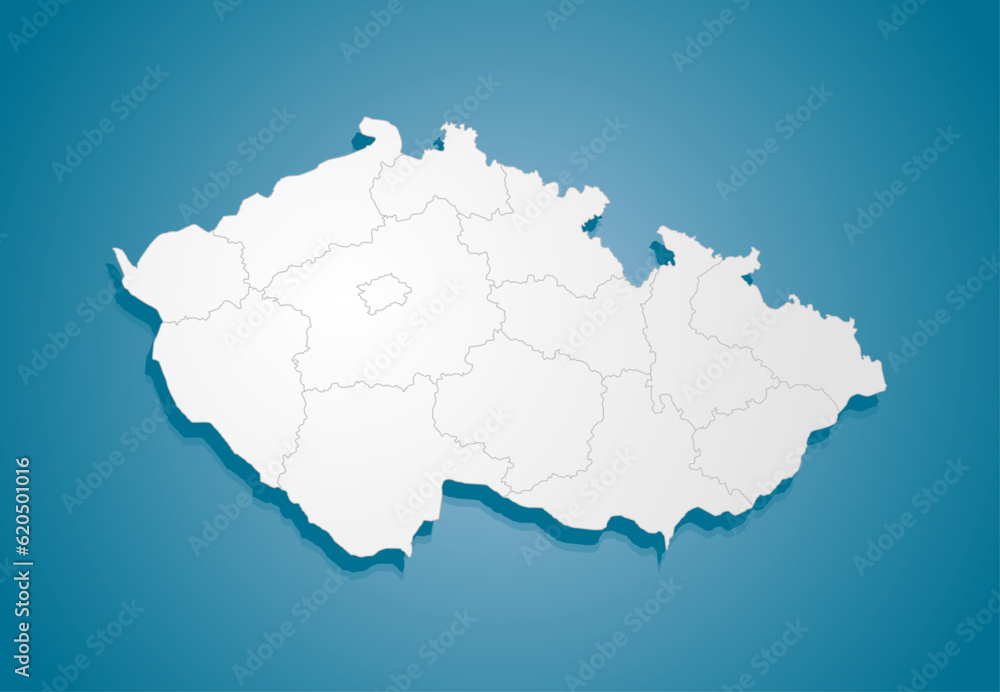 Creative map country Czech divided on regions