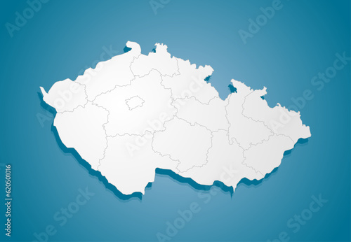 Creative map country Czech divided on regions