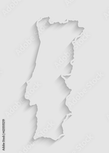 Vector map Portugal, abstract inner shadow