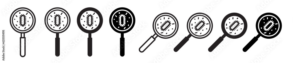 Virus research icon set. search virus, cancer cell, and skin tumor ...