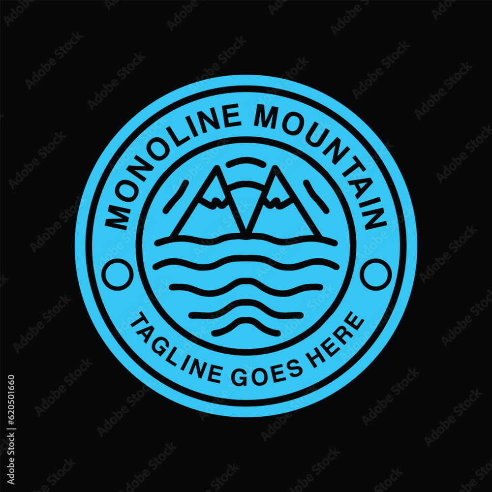 Premium Monoline Mountain Logo Design Emblem Vector illustration Adventure badge symbol icon