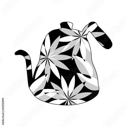 Stylized illustration of a teapot with flowers