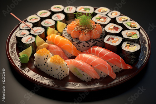 sushi plate with various filling