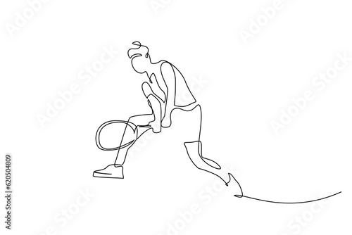 young girl child playing tennis sport holding racket shooting activity lifestyle line art