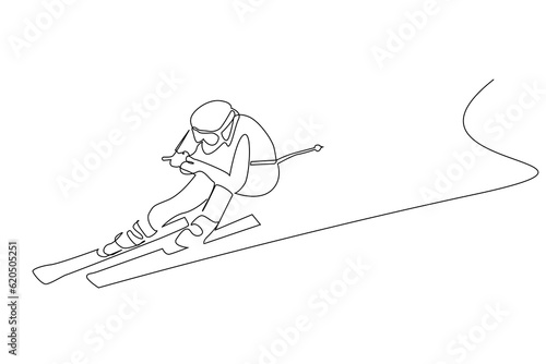 skiing winter sport sportsman lifestyle line art