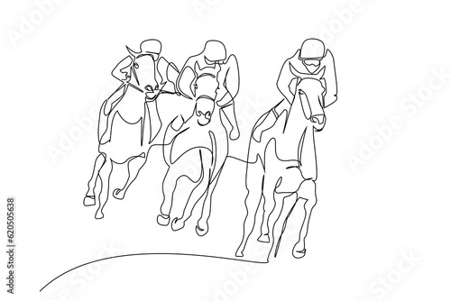 horse racing jockey group people sport lifestyle line art