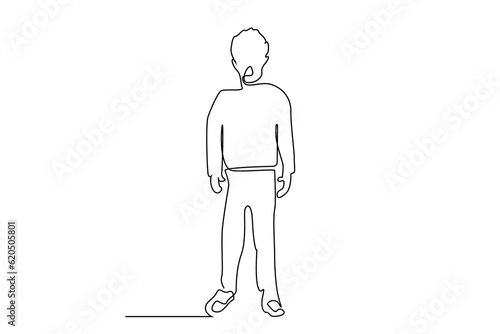 little boy standing scared shouting open mouth line art full body length line art