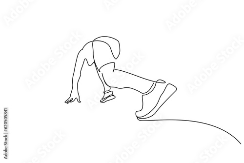 young male athlete runner starting race line art