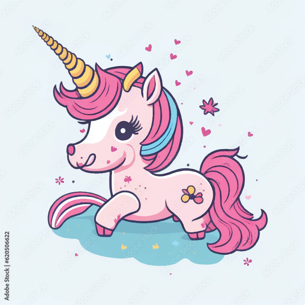 vector illustration. cute cartoon unicorn on a white background