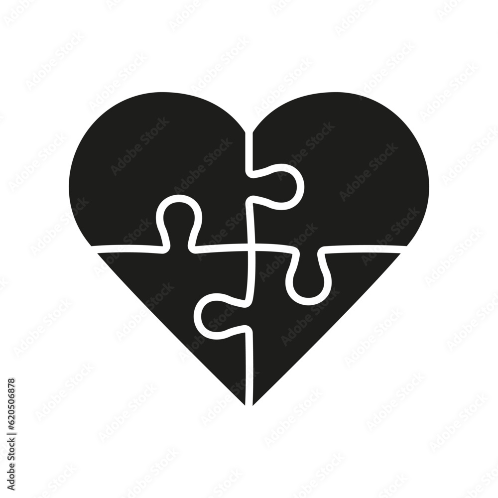 Puzzle Pieces Match Together Glyph Pictogram. Human Relationships, Love, Harmony, Family Union Concept. Jigsaw in Heart Shape Silhouette Icon. Romance Dating Solid Sign. Isolated Vector Illustration Puzzle Pieces Match Together Glyph Pictogram. Human Relationships, Love, Harmony, Family Union Concept. Jigsaw in Heart Shape Silhouette Icon. Romance Dating Solid Sign. Isolated Vector Illustration
