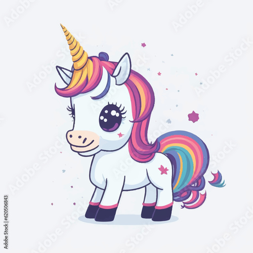 vector illustration. cute cartoon unicorn on a white background