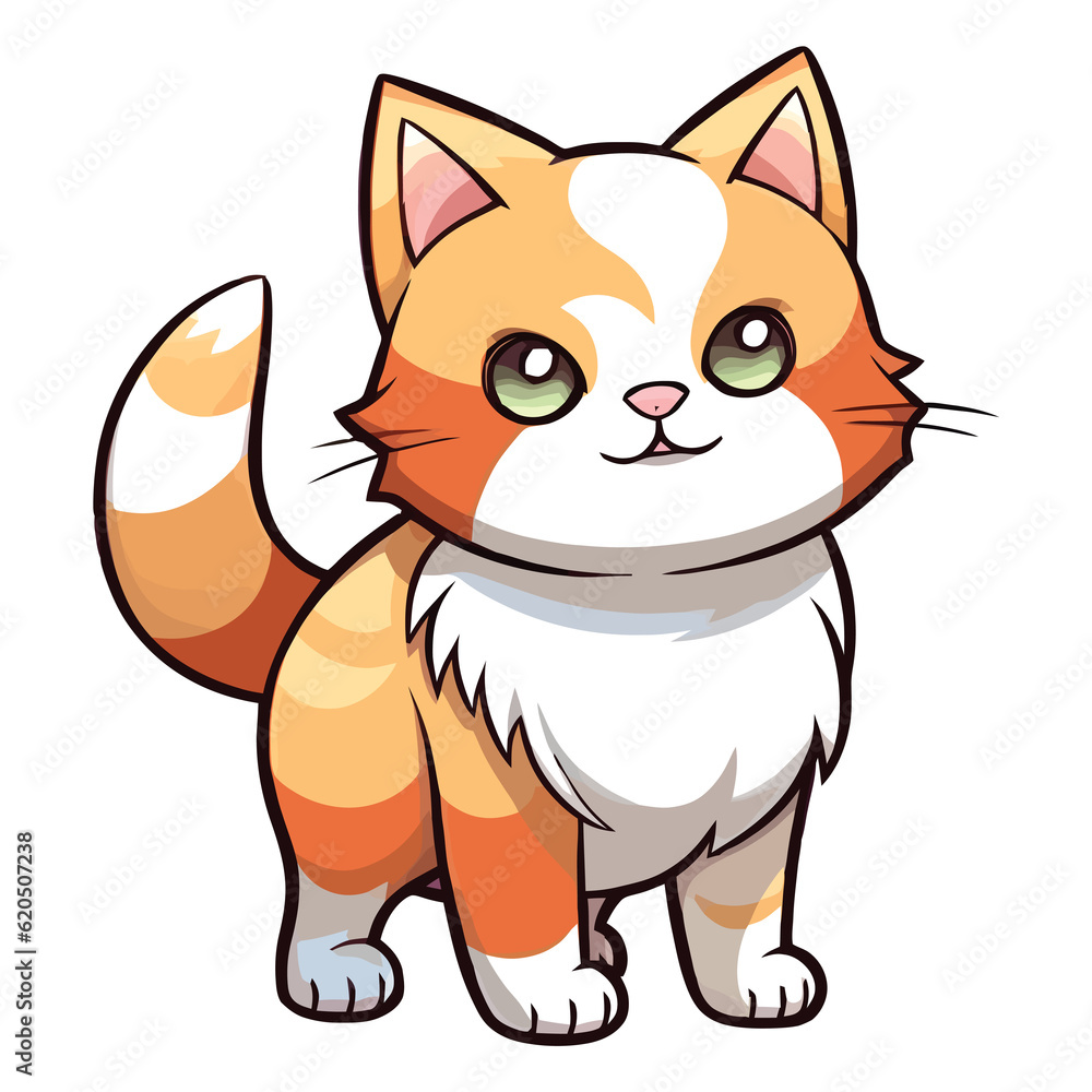 Purrfectly Captured: Cute Cat Manx in a Charming Illustration