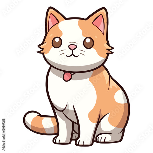Purrfectly Captured: Cute Cat Manx in a Charming Illustration