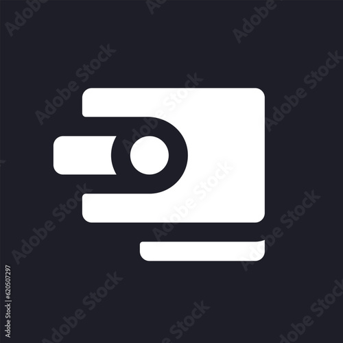 Wallet dark mode glyph ui icon. Online payment service. Website element. User interface design. White silhouette symbol on black space. Solid pictogram for web, mobile. Vector isolated illustration