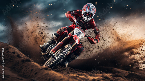 Obraz na plátně Motocross rider in action. Motocross sport. ai generative