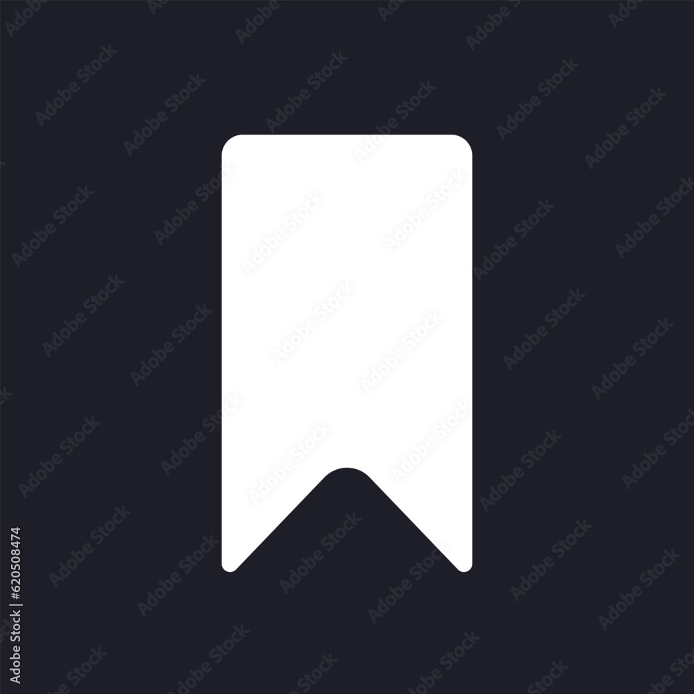 Bookmark dark mode glyph ui icon. Chosen content tag. Webpage element. User interface design. White silhouette symbol on black space. Solid pictogram for web, mobile. Vector isolated illustration Bookmark dark mode glyph ui icon. Chosen content tag. Webpage element. User interface design. White silhouette symbol on black space. Solid pictogram for web, mobile. Vector isolated illustration