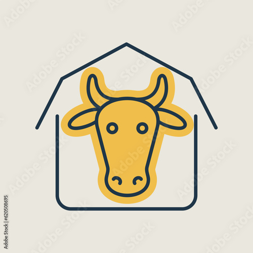 Cowshed vector icon. Farm animal sign