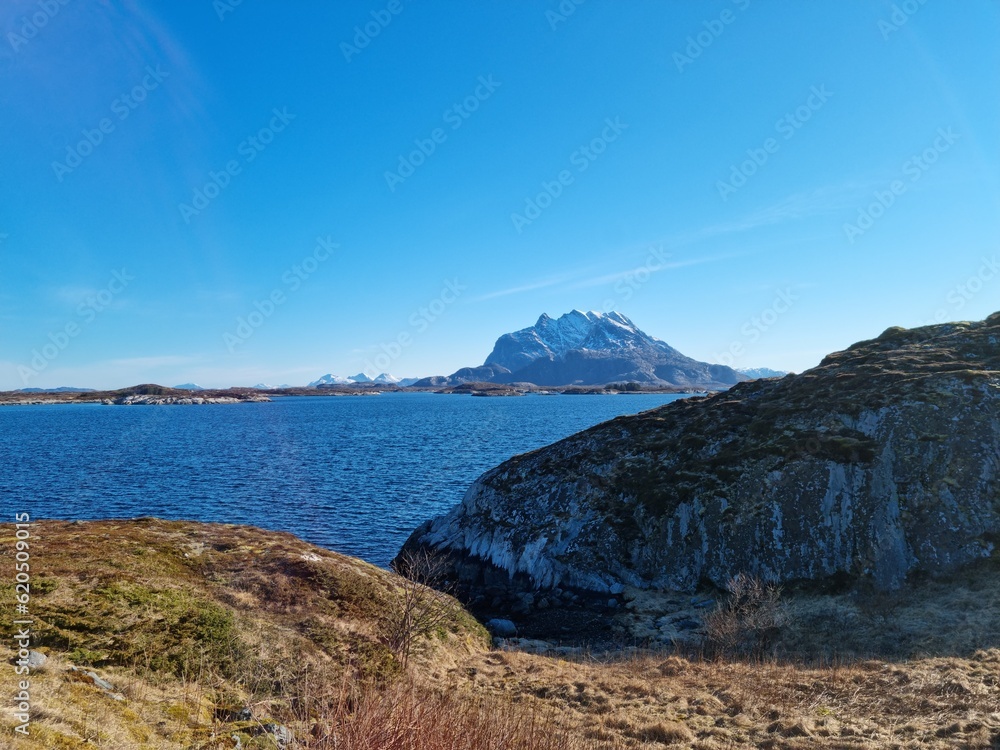 beach and sea view from the island of Herøy in nordland municipality, a popular island of visiting by tourists
