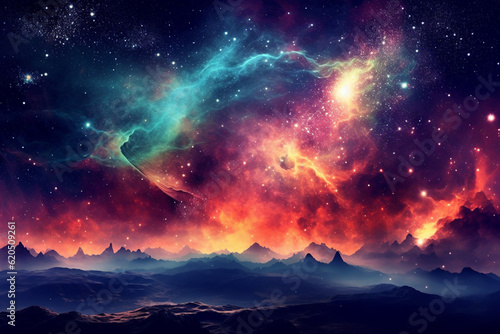 Colorful galaxy background. Fantastic cosmos