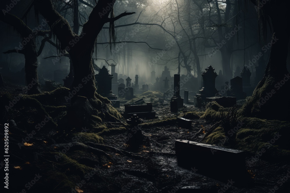 Enchanting burial grounds with an eerie aura where myth  Generative AI