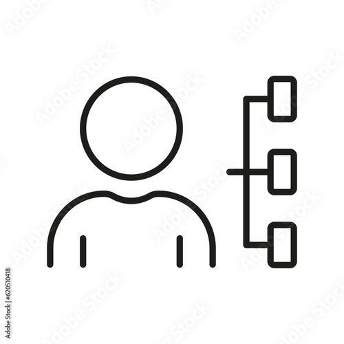 Manager Roles Line Icon. Employee Responsibility Linear Pictogram. Job Corporate Culture. Delegate Duty Outline Symbol. Responsible Management Sign. Editable Stroke. Isolated Vector Illustration