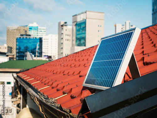 Solar panels on house roof Energy saving Industry