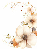 Watercolor illustration with beige flowers isolated on white background. Ai generated