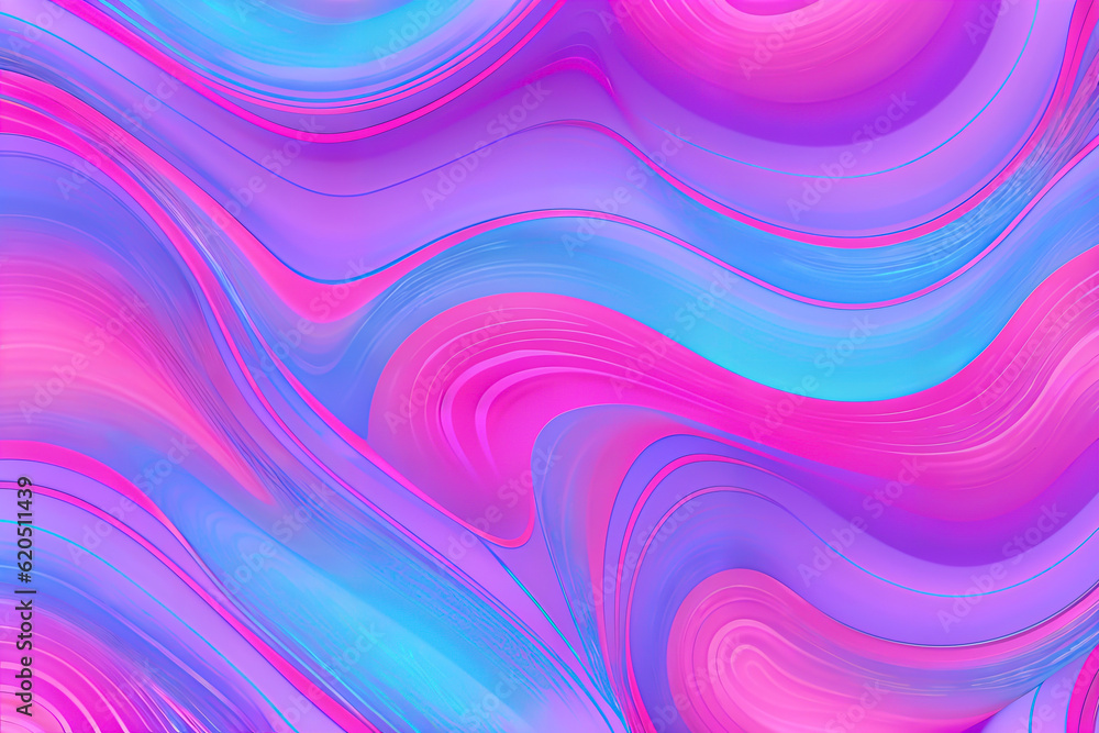 Fototapeta premium Abstract background fluid waving, holographic color, glossy and glowing, Iridescent Texture. - Generative AI